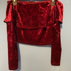 off the shoulder velvet crop top